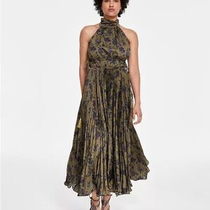 Taylor Olive and Purple Floral Midi Dress